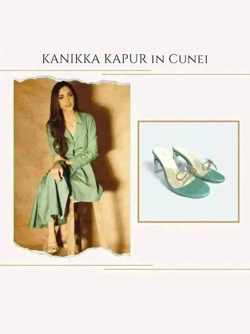 Pastel Green Clear Strap Bella Heels with Bow - cunei